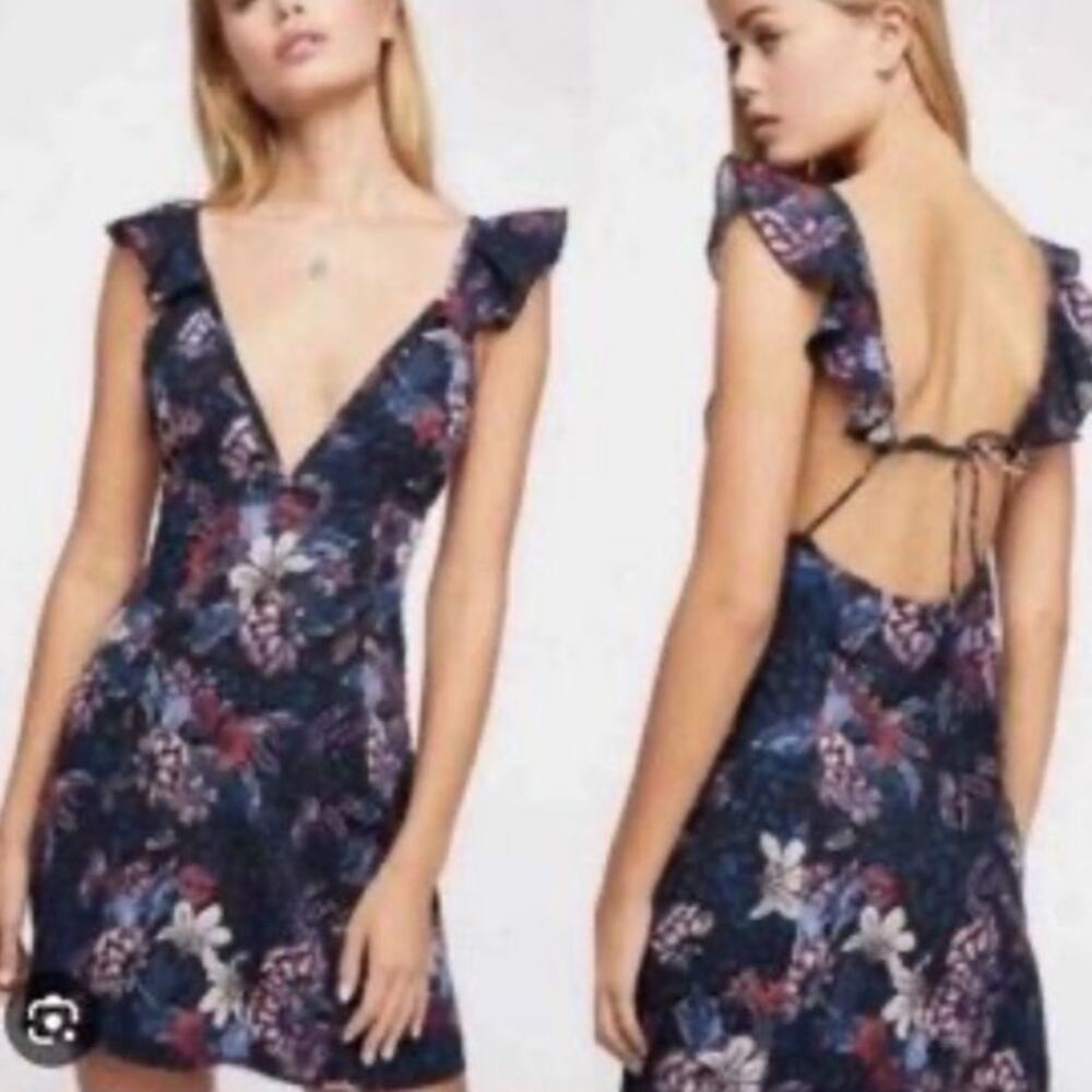 Free People Josie Deep V-Neck Mini Dress size XS